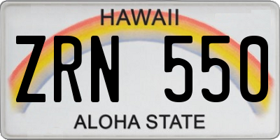 HI license plate ZRN550