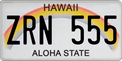 HI license plate ZRN555