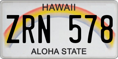 HI license plate ZRN578