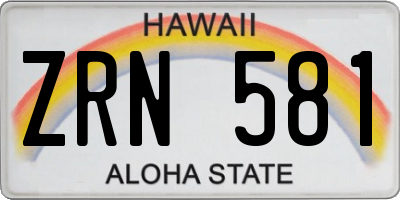 HI license plate ZRN581