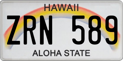 HI license plate ZRN589