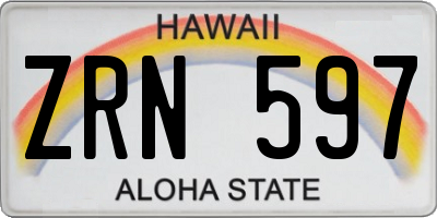 HI license plate ZRN597