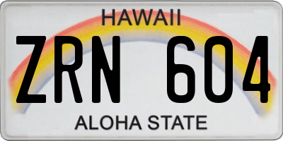 HI license plate ZRN604