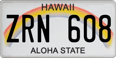 HI license plate ZRN608