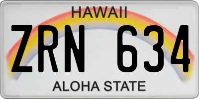 HI license plate ZRN634