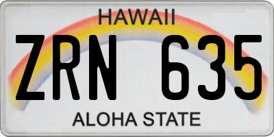 HI license plate ZRN635