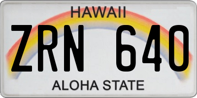 HI license plate ZRN640