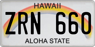 HI license plate ZRN660
