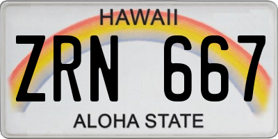 HI license plate ZRN667