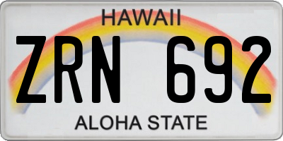 HI license plate ZRN692
