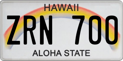 HI license plate ZRN700