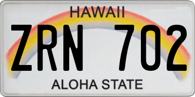 HI license plate ZRN702