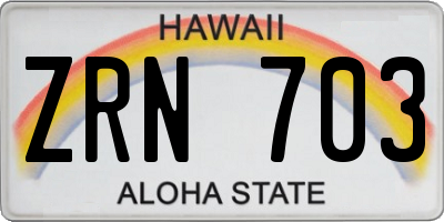 HI license plate ZRN703