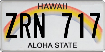 HI license plate ZRN717