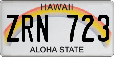 HI license plate ZRN723