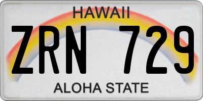 HI license plate ZRN729