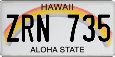 HI license plate ZRN735