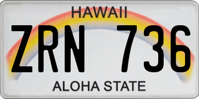 HI license plate ZRN736