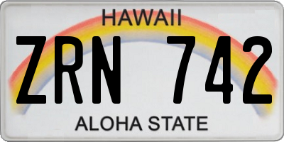 HI license plate ZRN742
