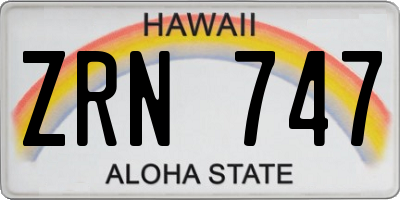 HI license plate ZRN747