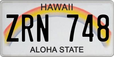 HI license plate ZRN748