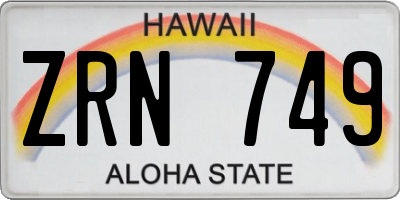 HI license plate ZRN749