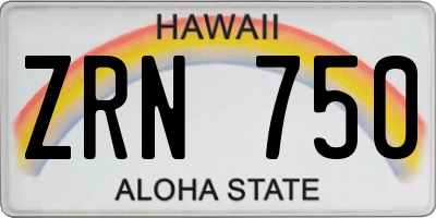 HI license plate ZRN750