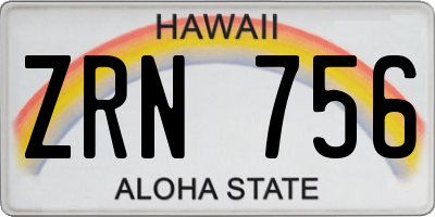 HI license plate ZRN756