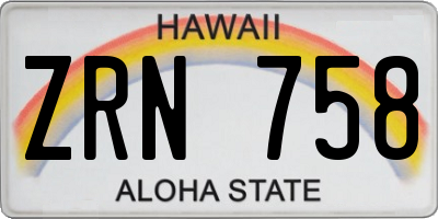 HI license plate ZRN758