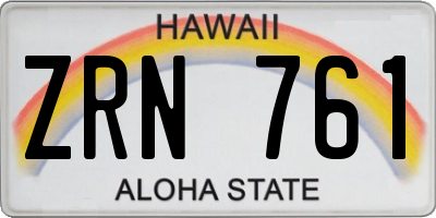 HI license plate ZRN761