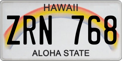 HI license plate ZRN768