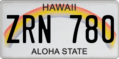 HI license plate ZRN780