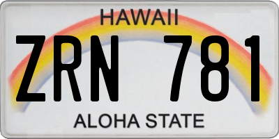 HI license plate ZRN781