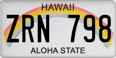 HI license plate ZRN798