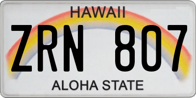 HI license plate ZRN807