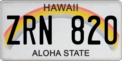 HI license plate ZRN820