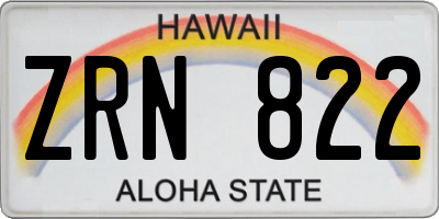 HI license plate ZRN822