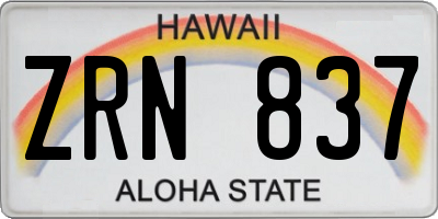 HI license plate ZRN837