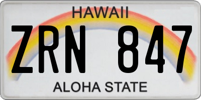 HI license plate ZRN847