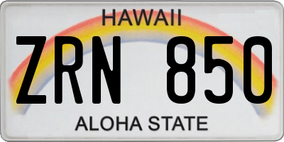 HI license plate ZRN850