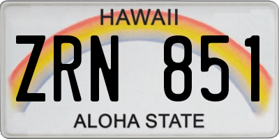 HI license plate ZRN851