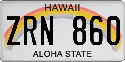 HI license plate ZRN860