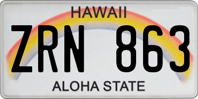 HI license plate ZRN863