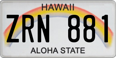HI license plate ZRN881