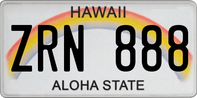 HI license plate ZRN888