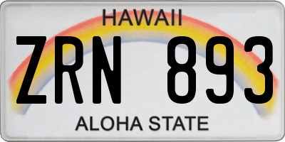 HI license plate ZRN893