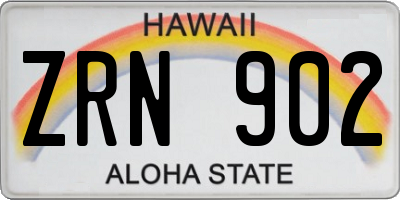 HI license plate ZRN902