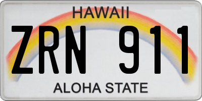 HI license plate ZRN911