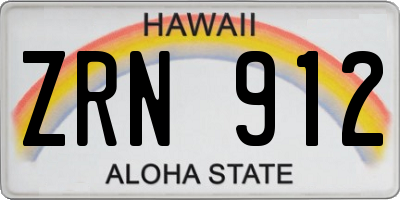 HI license plate ZRN912