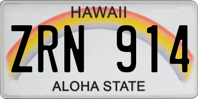 HI license plate ZRN914